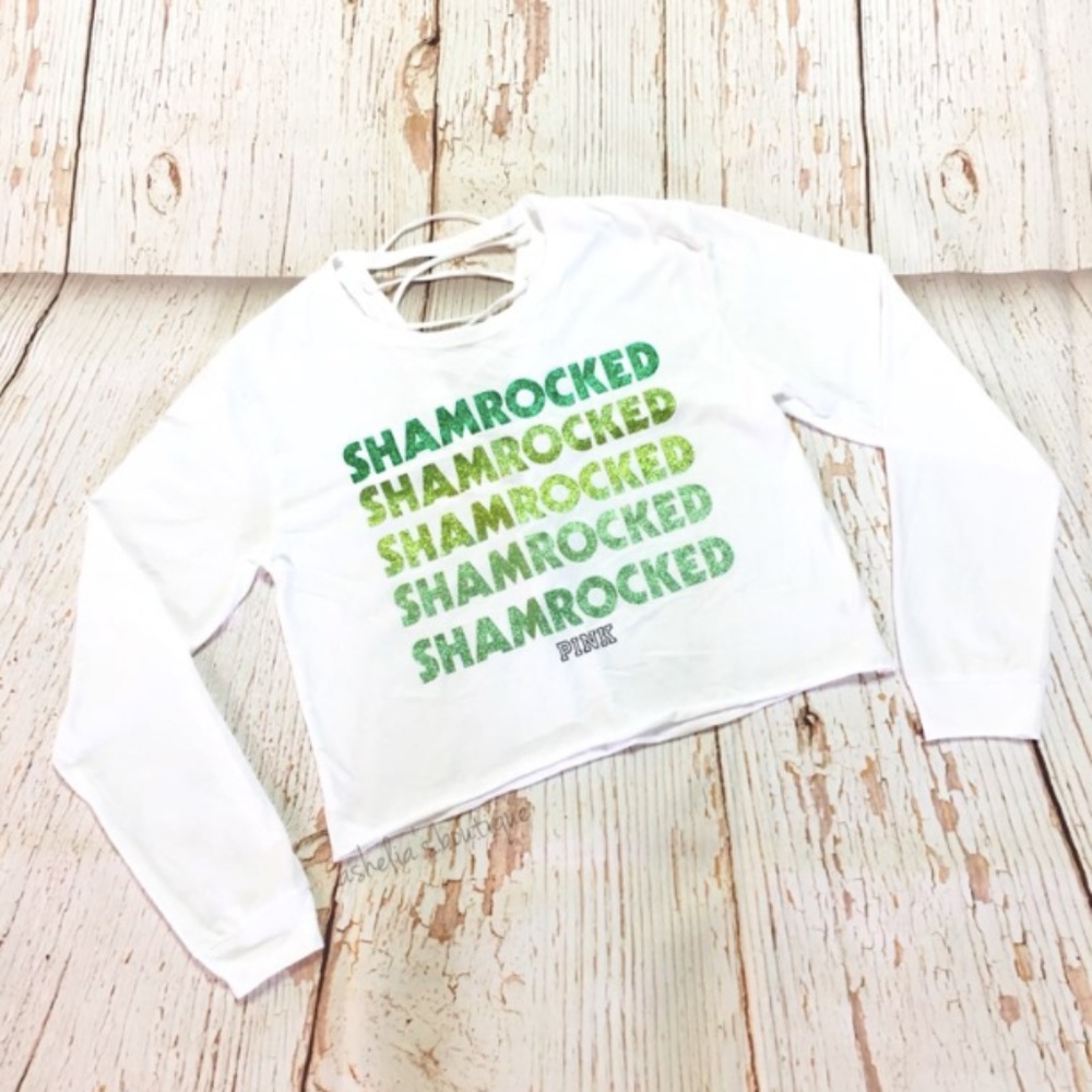PINK White St Patrick's Day Shamrocked Shirt